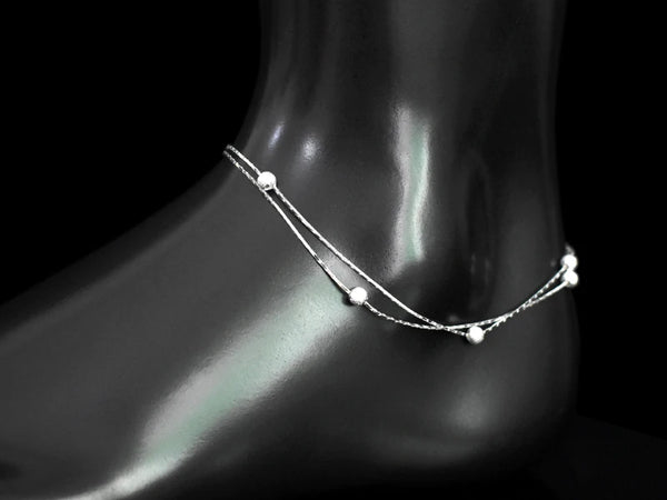 Double Layer Frosted Beads Anklets Women