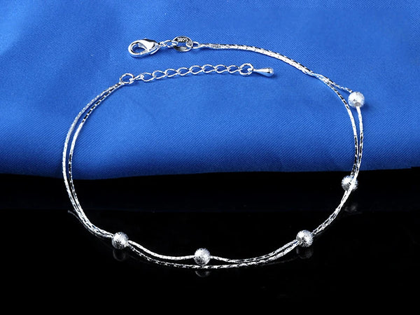 Double Layer Frosted Beads Anklets Women