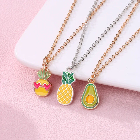 3Pcs/set Pineapple Avocado Pendant Necklace