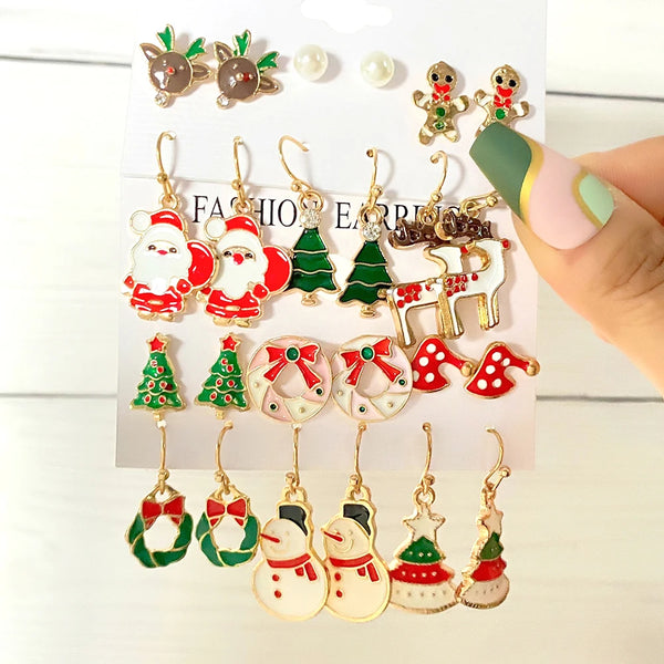 Christmas Earrings Santa Claus Elk Snowflake Snowman Tree Earrings