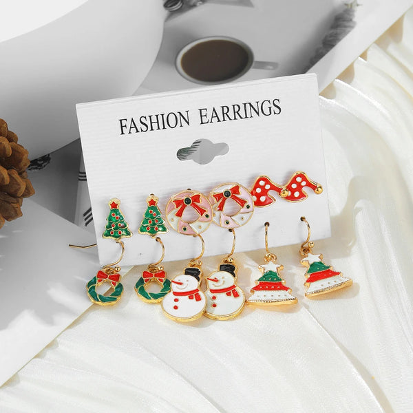 Christmas Earrings Santa Claus Elk Snowflake Snowman Tree Earrings