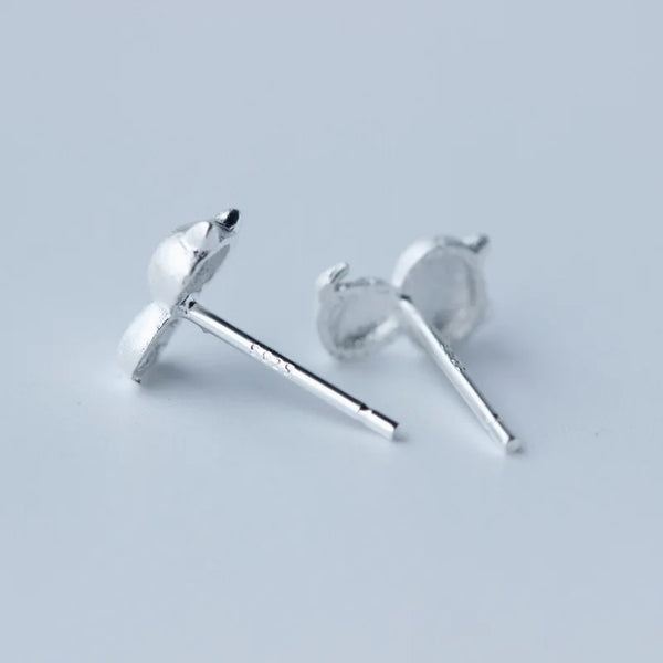 Cat Stud Earrings - Silver