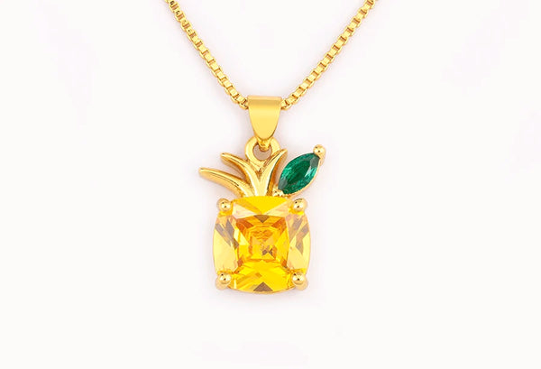 High Quality Pineapple Shape Inlaid Zircon Charm Pendant Necklace For Women Daily Party Chain Choker Jewelry Accessories Gifts