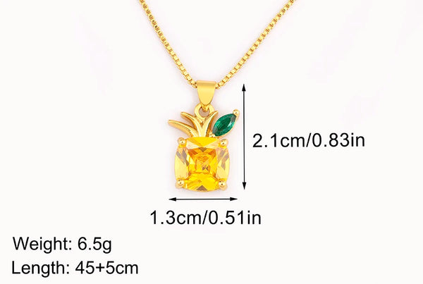 High Quality Pineapple Shape Inlaid Zircon Charm Pendant Necklace For Women Daily Party Chain Choker Jewelry Accessories Gifts