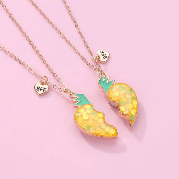 2Pcs/set Summer Cartoon Yellow Pineapple Magnet Pendant