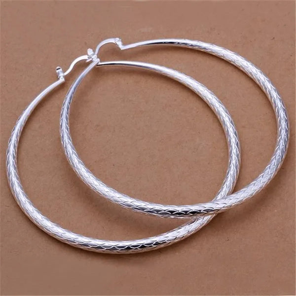 Hoop Earrings-7CM Circle Silver Plated Earrings