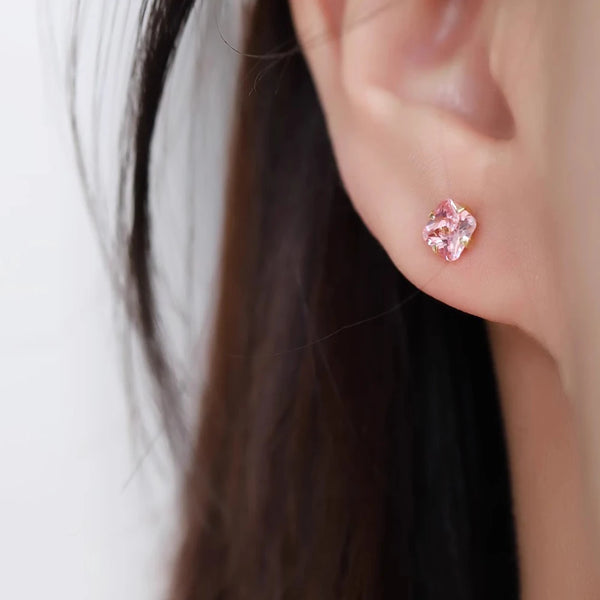 Pink Zircon Earrings Simple Jewelry