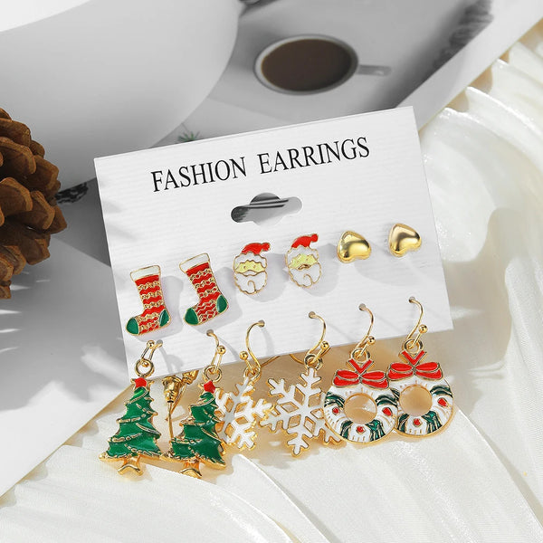 Christmas Earrings Santa Claus Elk Snowflake Snowman Tree Earrings