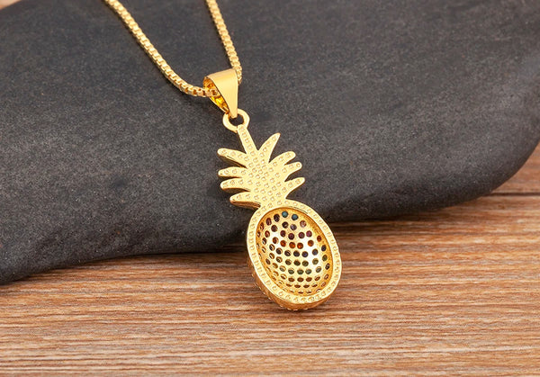 High Quality Pineapple Shape Inlaid Zircon Charm Pendant Necklace For Women Daily Party Chain Choker Jewelry Accessories Gifts