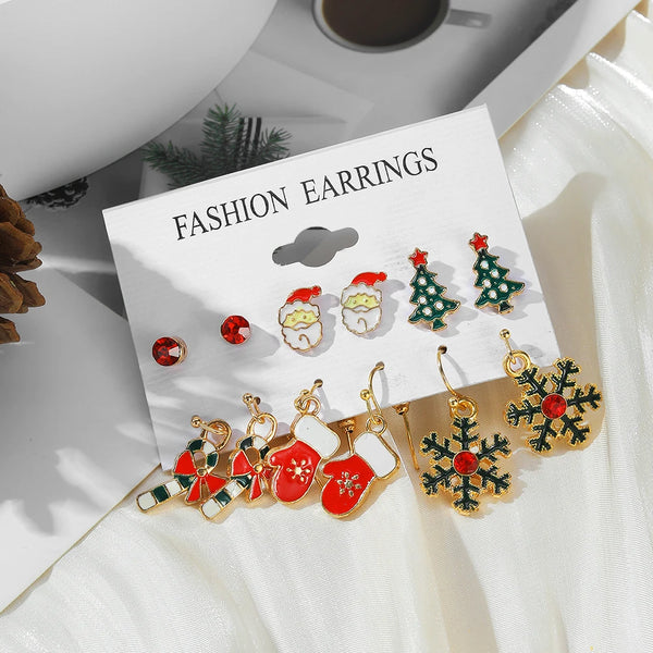 Christmas Earrings Santa Claus Elk Snowflake Snowman Tree Earrings