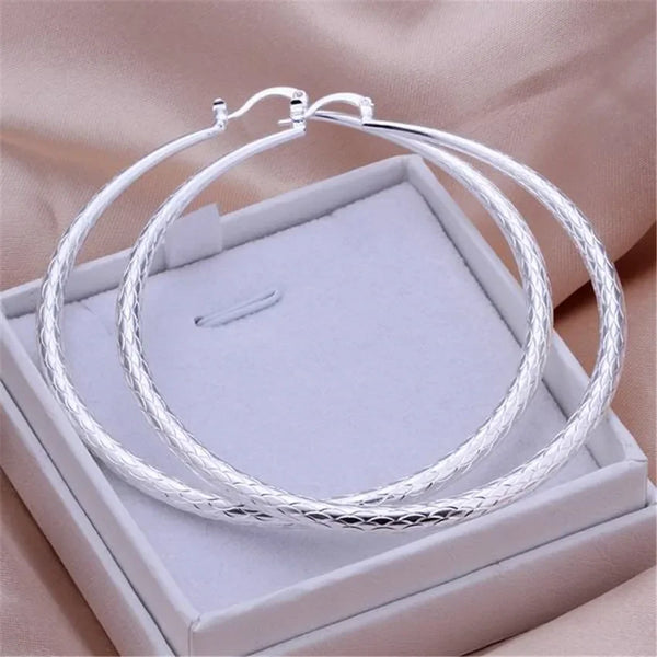 Hoop Earrings-7CM Circle Silver Plated Earrings