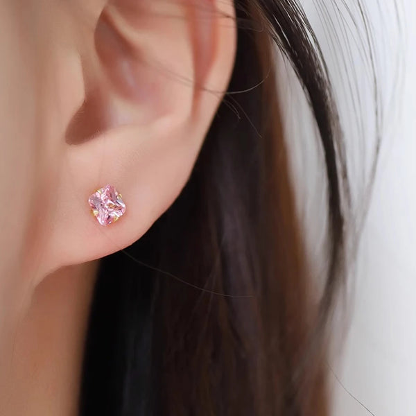 Pink Zircon Earrings Simple Jewelry