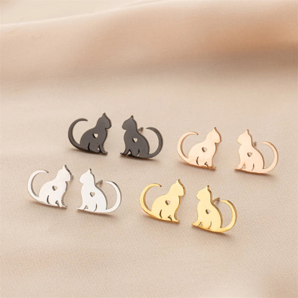 Cat Stud Earrings