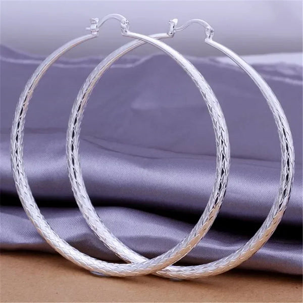 Hoop Earrings-7CM Circle Silver Plated Earrings