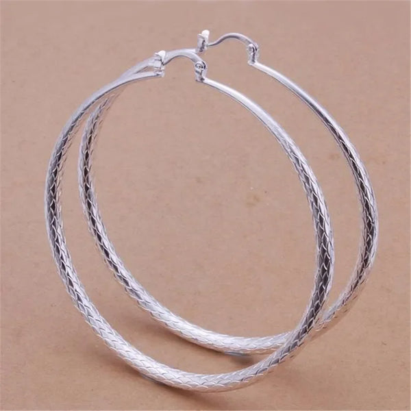 Hoop Earrings-7CM Circle Silver Plated Earrings