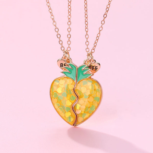 2Pcs/set Summer Cartoon Yellow Pineapple Magnet Pendant