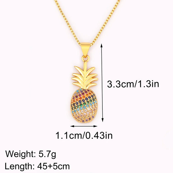 High Quality Pineapple Shape Inlaid Zircon Charm Pendant Necklace For Women Daily Party Chain Choker Jewelry Accessories Gifts