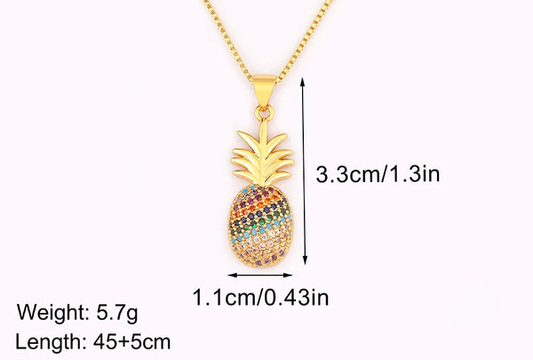 High Quality Pineapple Shape Inlaid Zircon Charm Pendant Necklace For Women Daily Party Chain Choker Jewelry Accessories Gifts