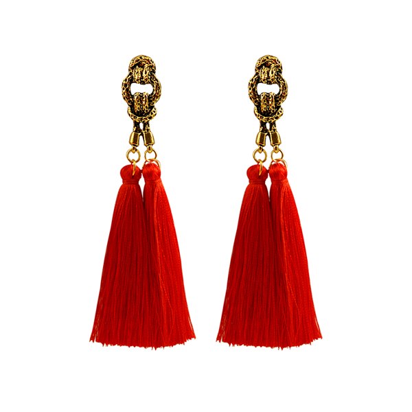 Red Vintage Tassel Earrings