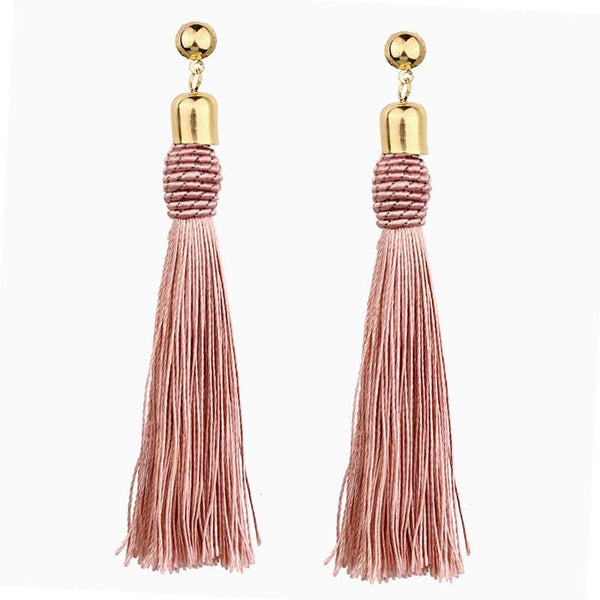 Rose Gold Long Tassel Earrings – Shine Bright Jewelry
